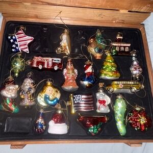 Thomas Pacconi set of  21 Glass Christmas Ornaments Assorted